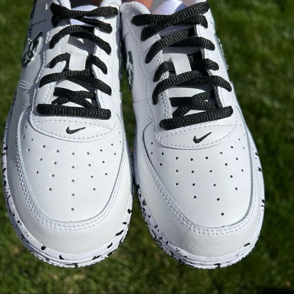 NIKE KID'S Custom Air Force 1 Black & White Splatter Sneakers NWB - Picture 3 of 7